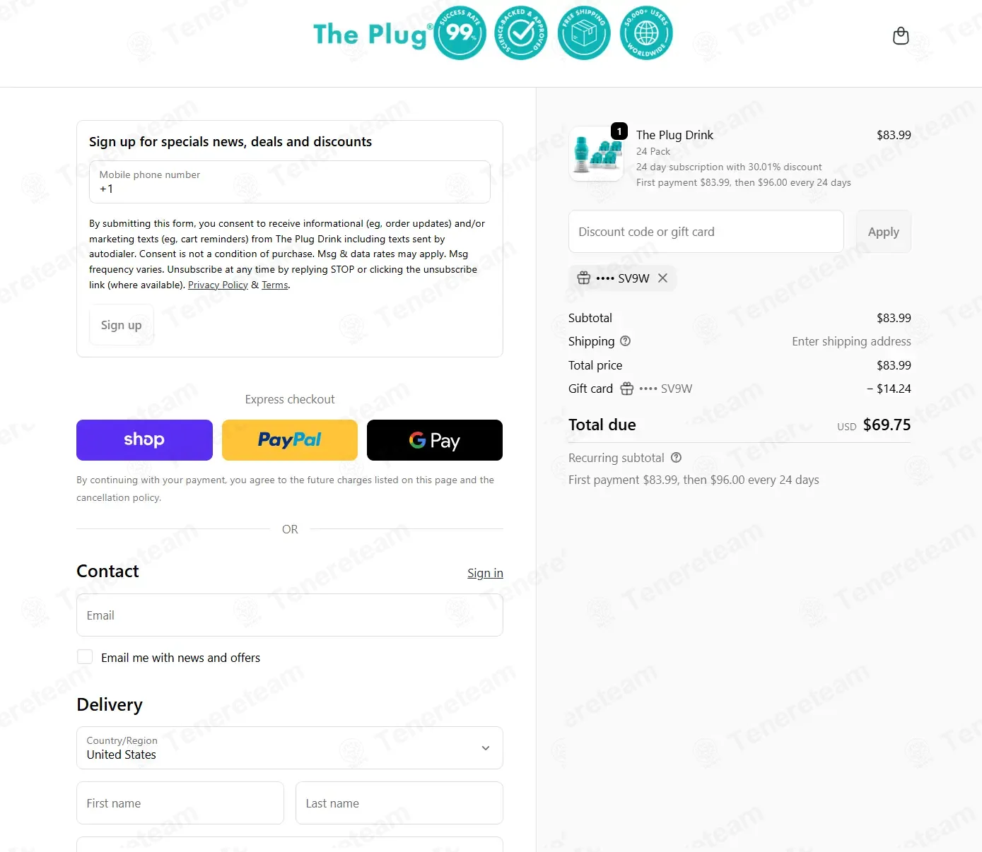 The Plug Drink coupon code: $14 off with PLJK KE8V QLRA SV9W. Tested and valid as 1 month ago.