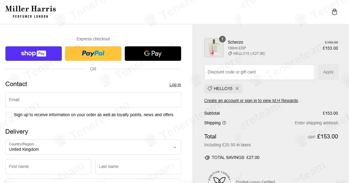 Miller Harris coupon code: 15% off with HELLO15. Tested and valid as 1 year ago.