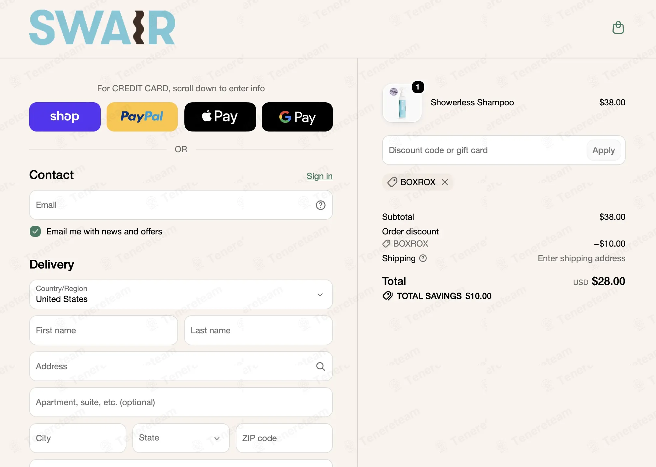 Swair coupon code verified as working at checkout