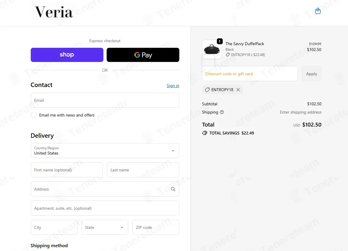 Veria Travel coupon code: 18% off with ENTROPY18. Tested and valid as 3 months ago.