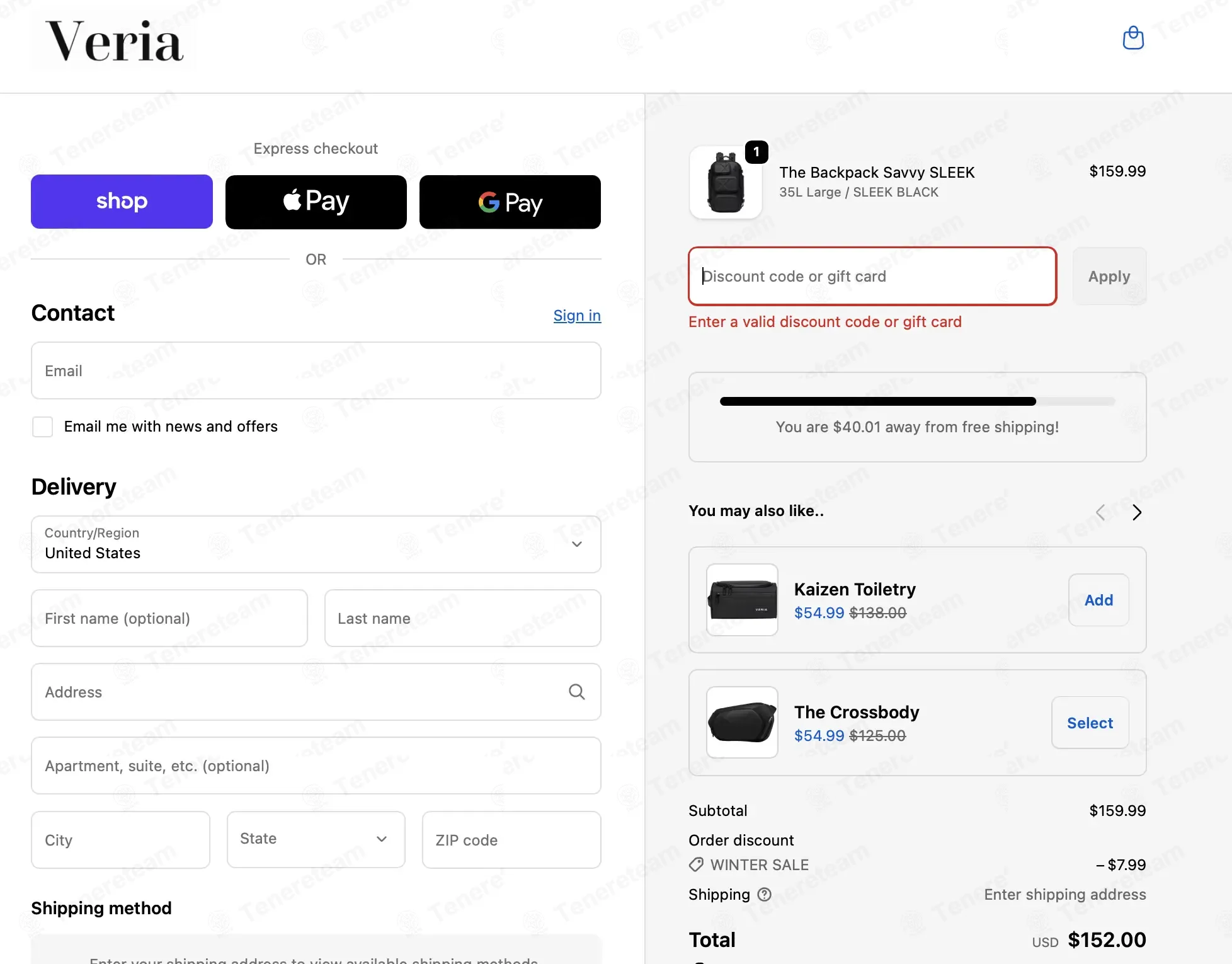 Veria Travel coupon code: 18% off with ENTROPY18. Tested and valid as 3 months ago.