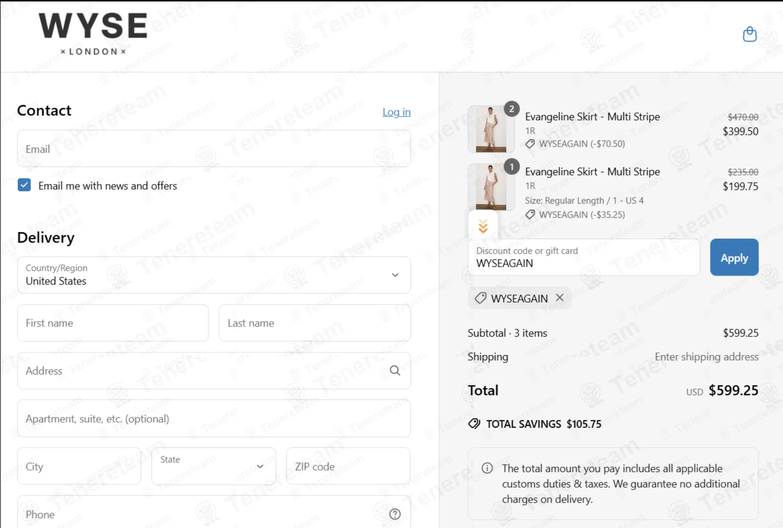 WYSE London coupon code: 15% off with WYSEAGAIN. Tested and valid as 8 hours ago.