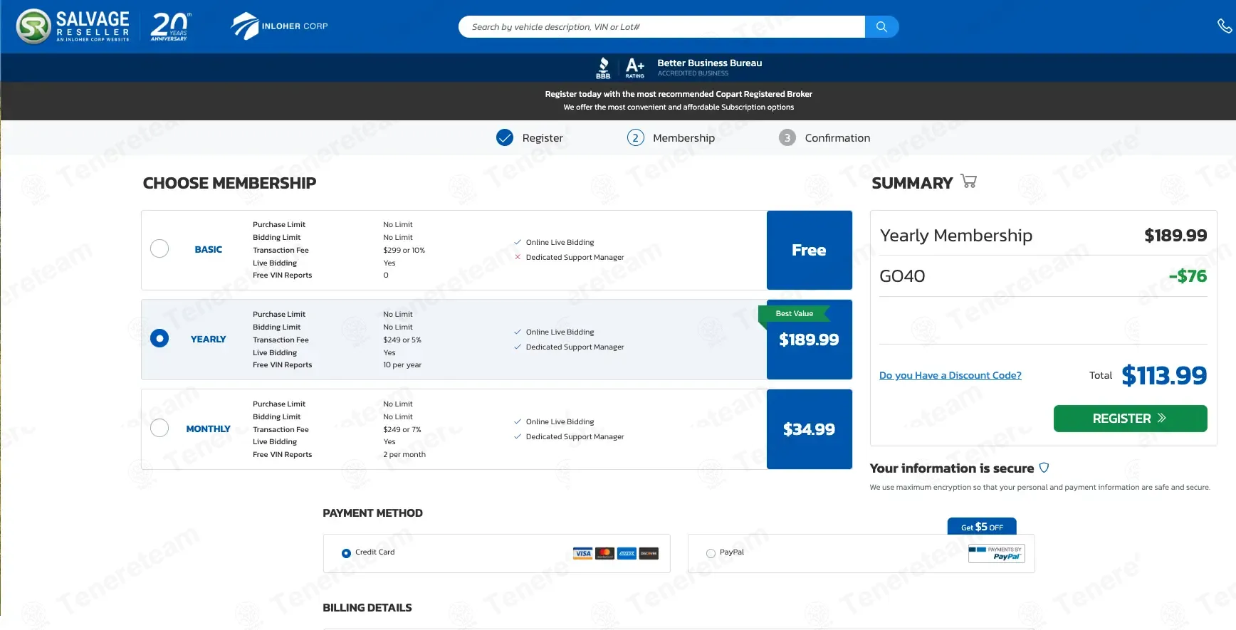 Salvage Reseller coupon code: 40% off with GO40. Tested and valid as 2 months ago.