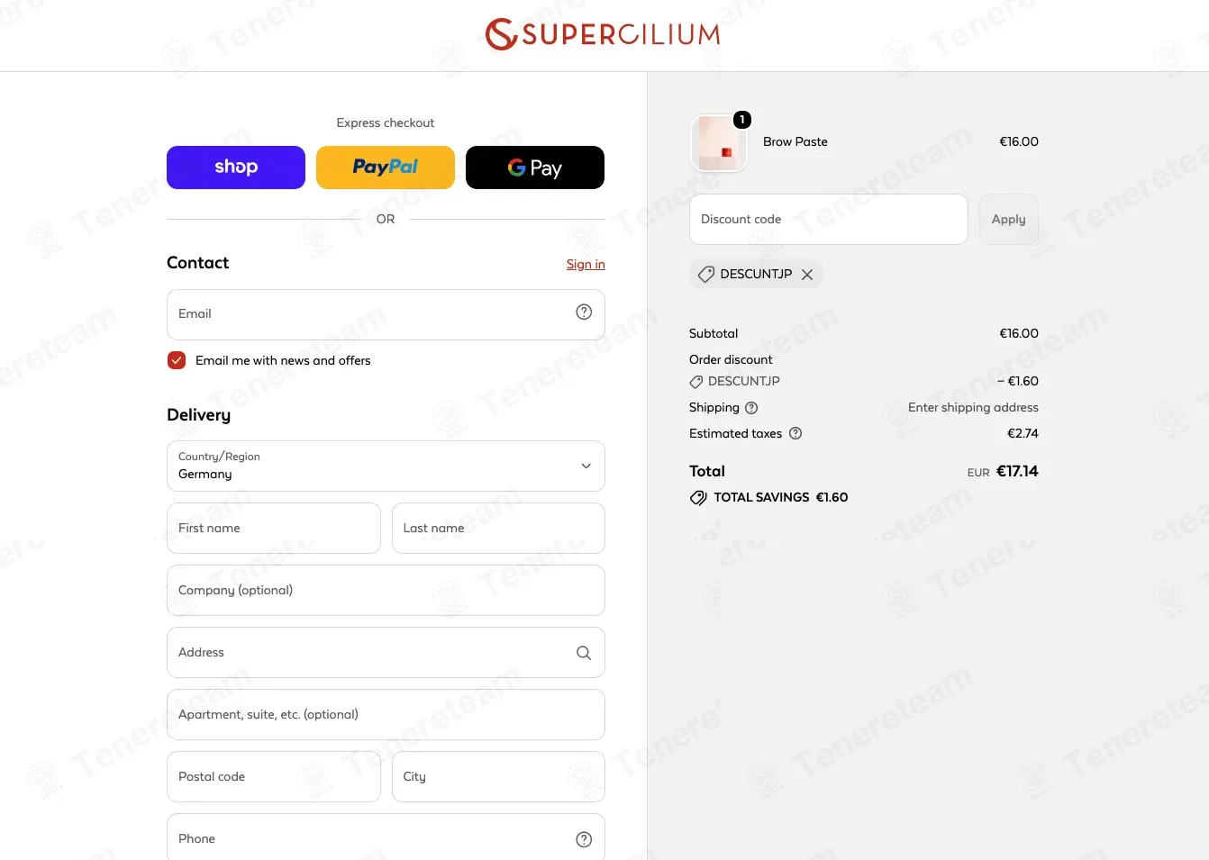 Supercilium DE coupon code: 10% off with DESCUNTJP. Tested and valid as 1 week ago.
