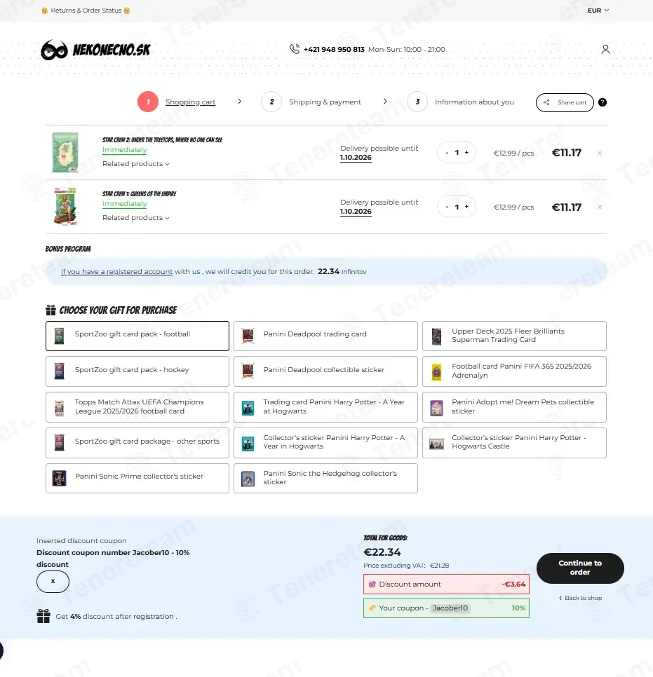 Nekonecno SK apply coupon code