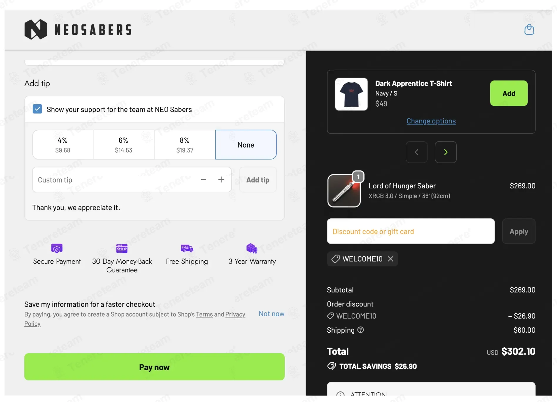 NEO Sabers coupon code: 10% off with WELCOME10. Tested and valid as 6 days ago.