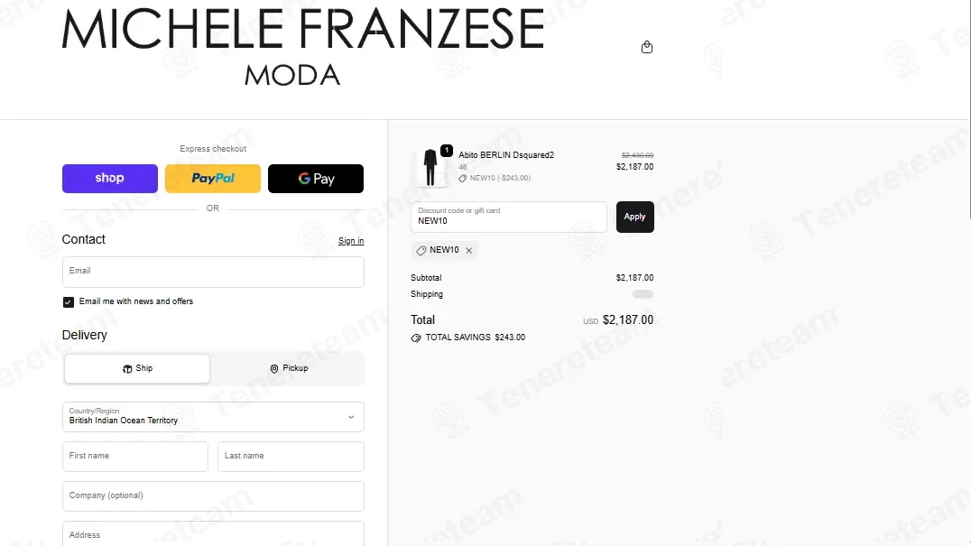 Michele Franzese Moda coupon code: 10% off with NEW10. Tested and valid as 3 months ago.