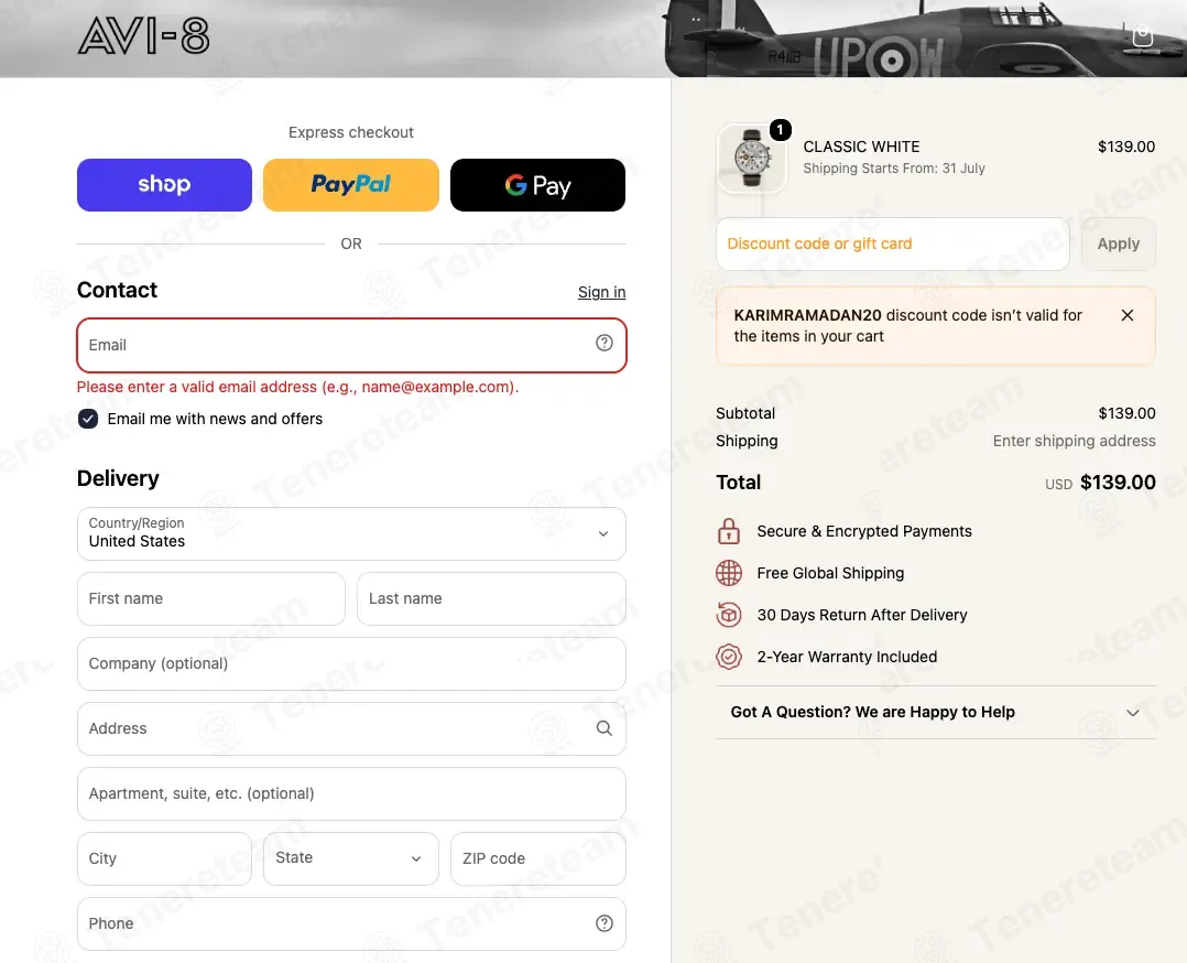 AVI 8 UK coupon code: 20% off with KARIMRAMADAN20. Tested and valid as 1 week ago.