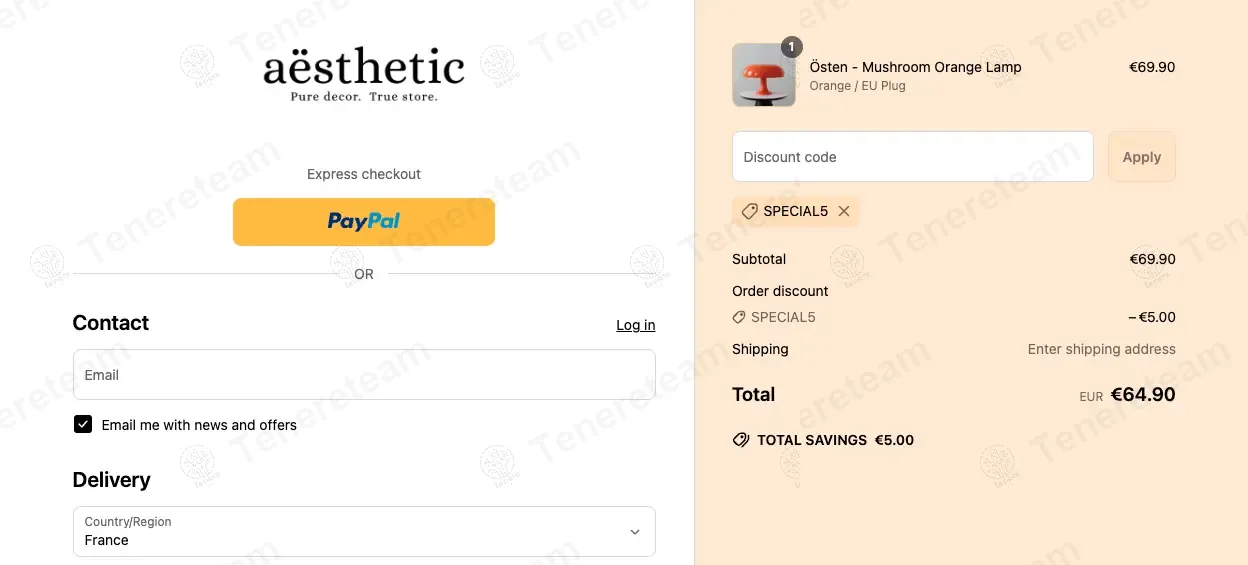 Aesthetics-home coupon code: €5 off with SPECIAL5. Tested and valid as 1 year ago.