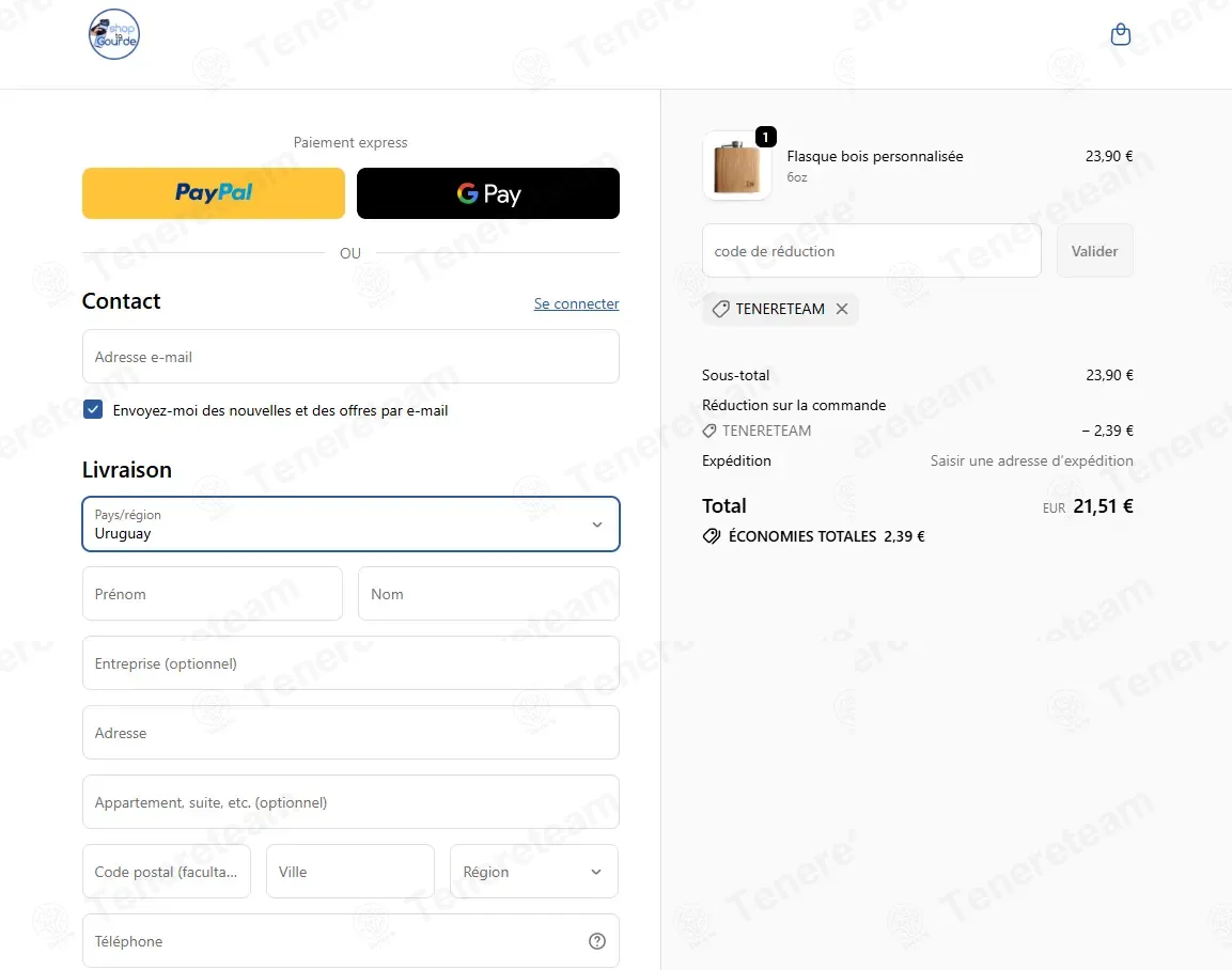 Shop Ta Gourde coupon code: 10% off with TENERETEAM. Tested and valid as 3 weeks ago.