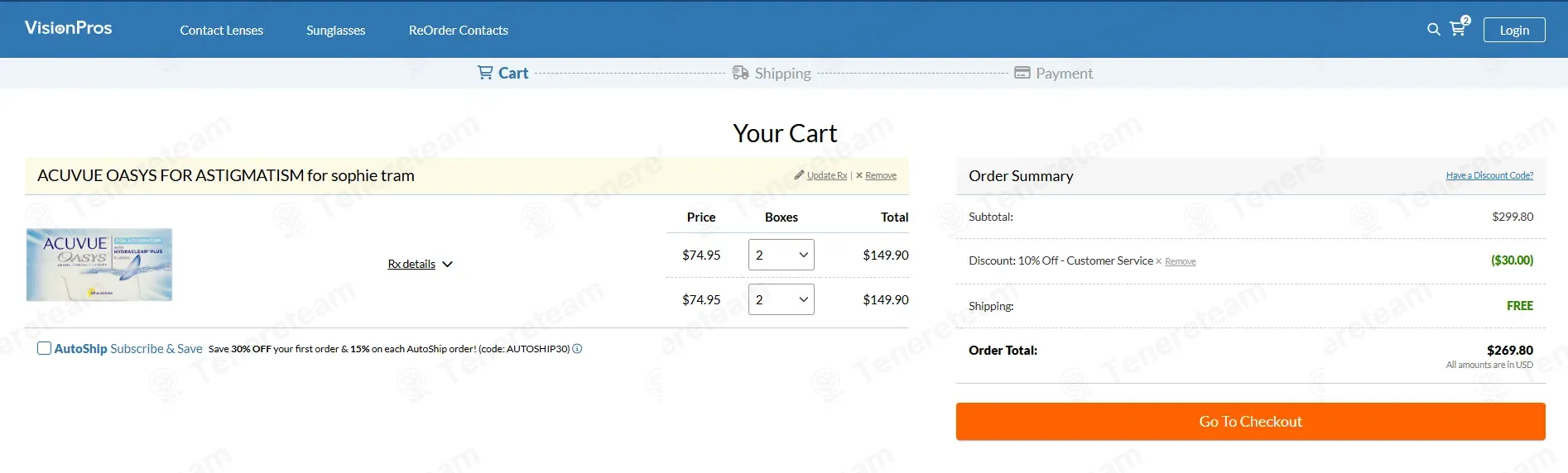 Vision Pros coupon code: 10% off with AC10. Tested and valid as 8 months ago.
