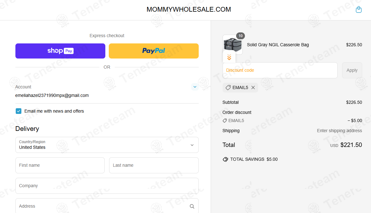 Mommy Wholesale coupon code: $5 off with EMAIL5. Tested and valid as 1 year ago.
