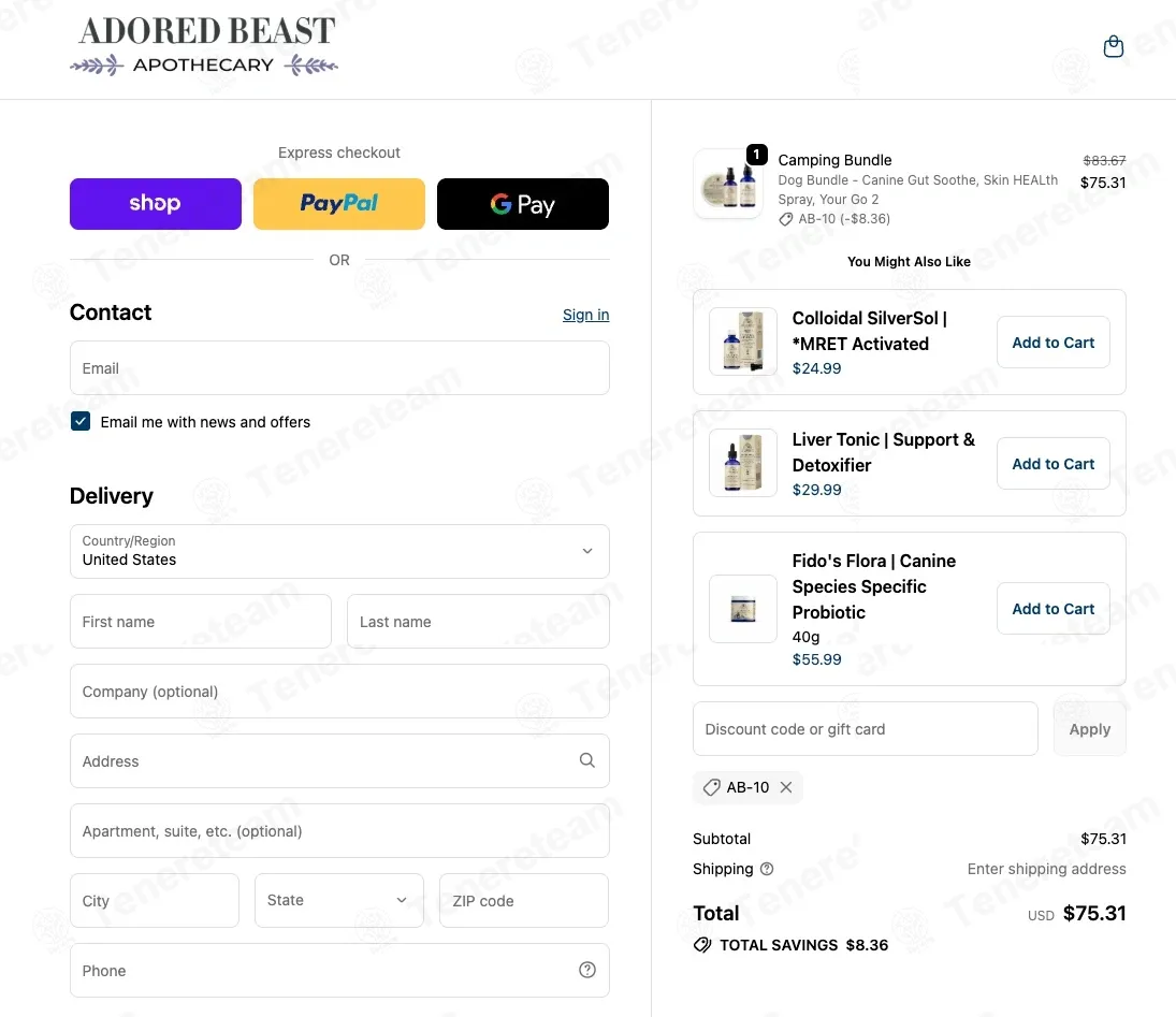 Adored Beast Apothecary coupon code: 10% off with AB-10. Tested and valid as 7 months ago.