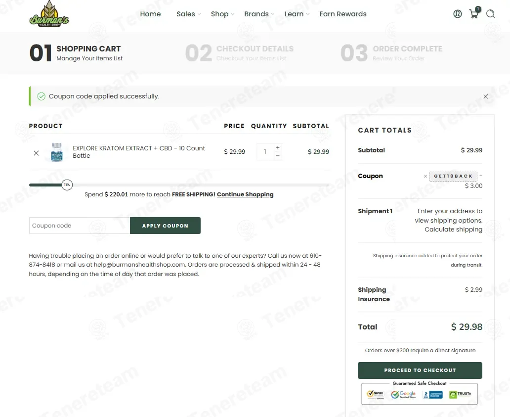 Burman's Health Shop apply coupon code