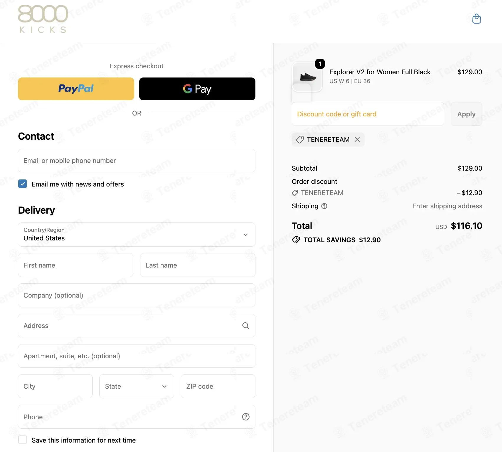 8000Kicks coupon code: 10% off with TENERETEAM. Tested and valid as 2 weeks ago.