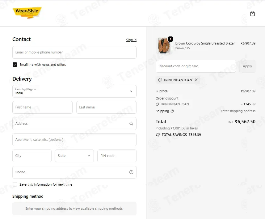 Wear Style coupon code: 5% off with TRINHNHANTOAN. Tested and valid as 1 week ago.