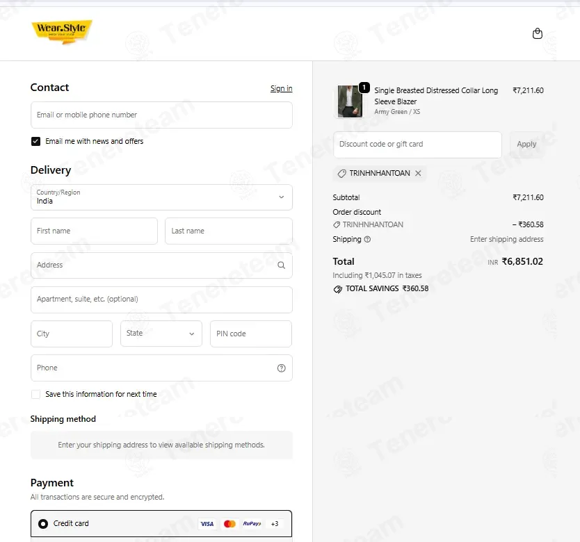 Wear Style coupon code: 5% off with TRINHNHANTOAN. Tested and valid as 1 week ago.