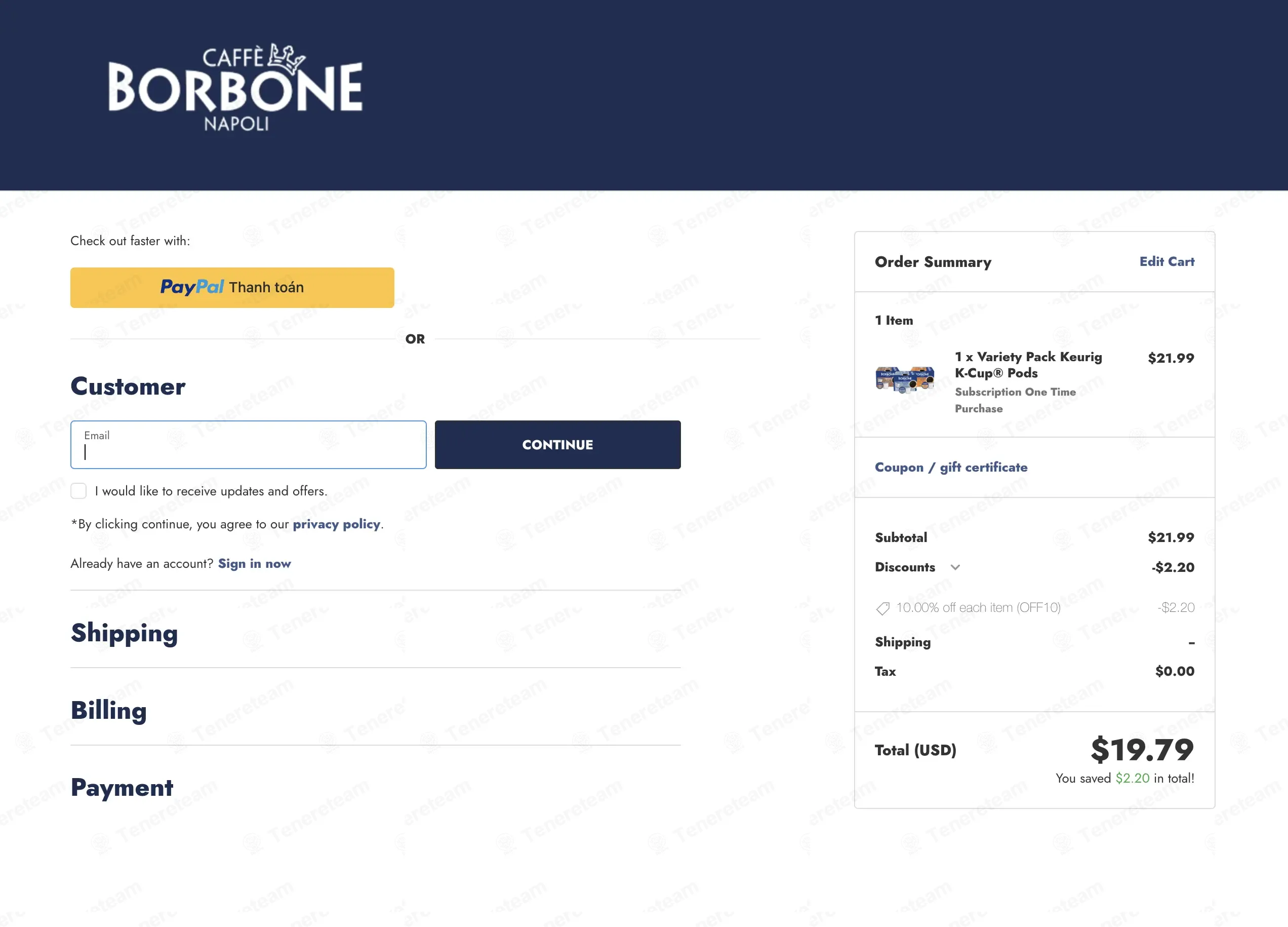 Caffe Borbone America coupon code: 10% off with OFF10. Tested and valid as 1 month ago.