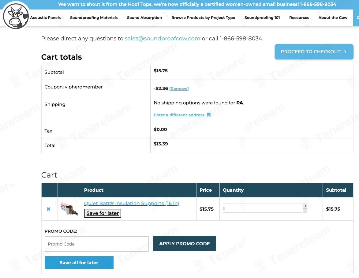 Soundproof Cow coupon code: 15% off with VIPHERDMEMBER. Tested and valid as 7 months ago.