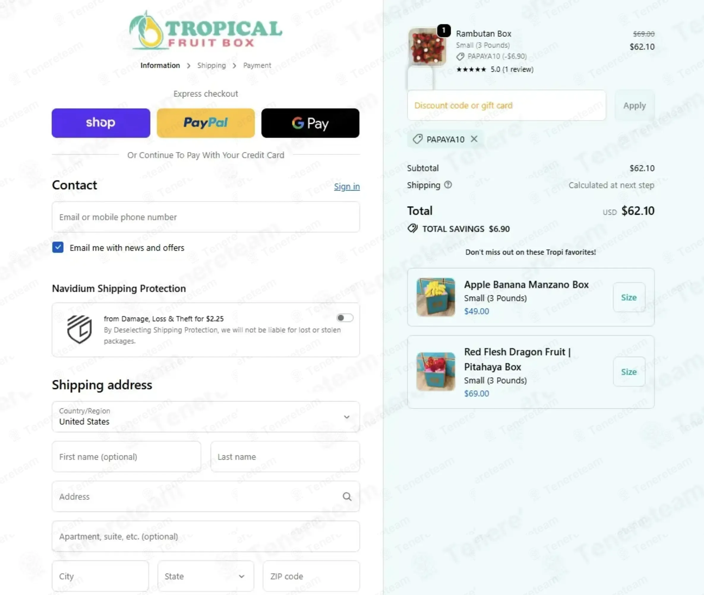Tropical Fruit Box coupon code: 10% off with PAPAYA10. Tested and valid as 6 days ago.