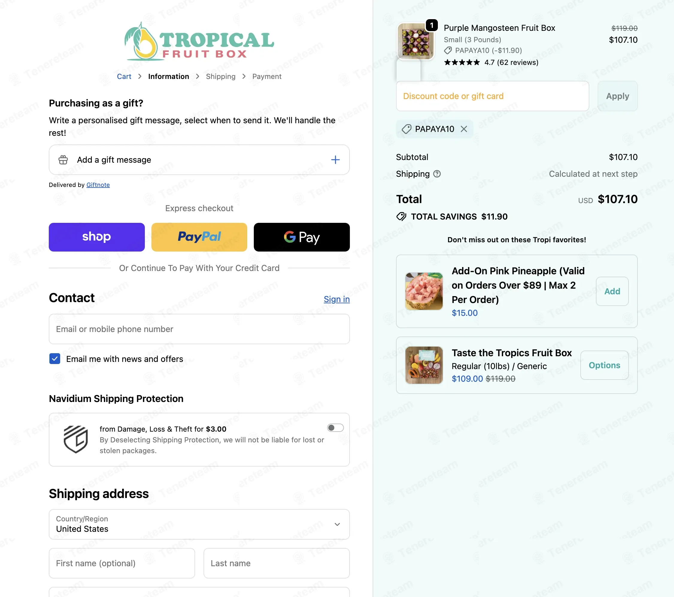 Tropical Fruit Box coupon code: 10% off with PAPAYA10. Tested and valid as 6 days ago.