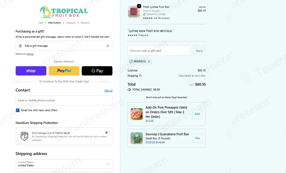 Tropical Fruit Box coupon code: 10% off with PAPAYA10. Tested and valid as 6 days ago.