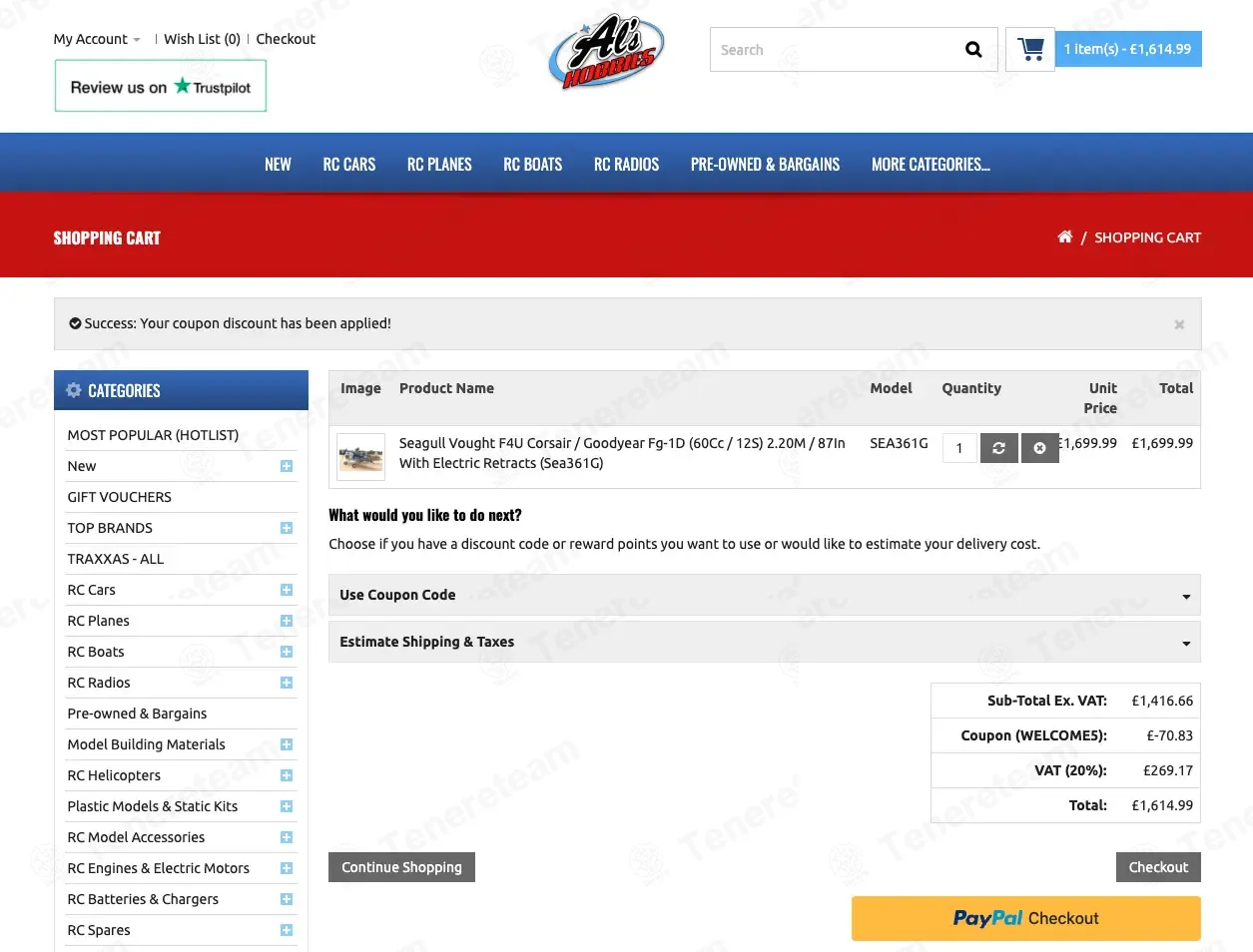 Al's Hobbies coupon code: 5% off with WELCOME5. Tested and valid as 1 month ago.