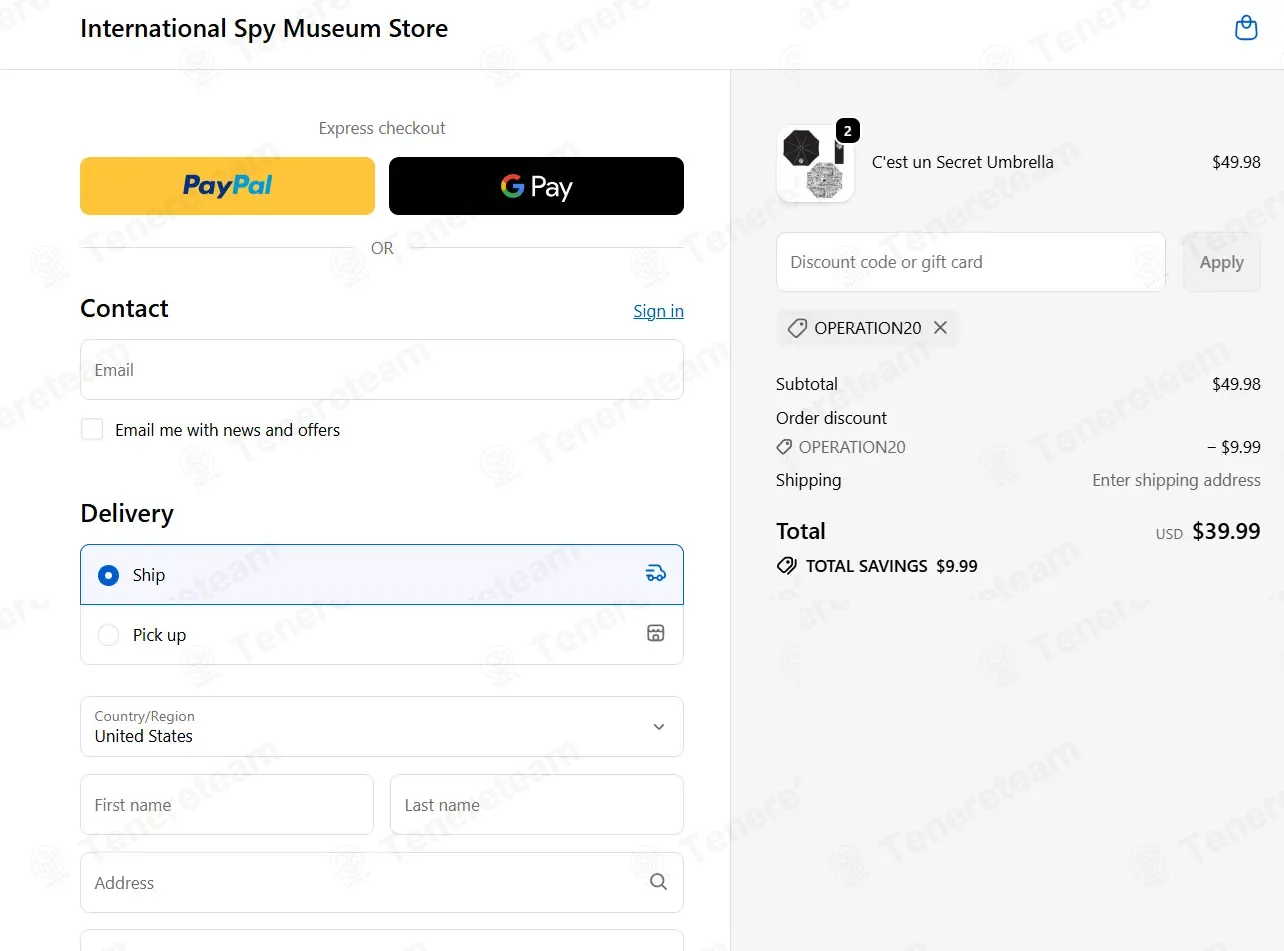 International Spy Museum coupon code: 20% off with OPERATION20. Tested and valid as 6 months ago.