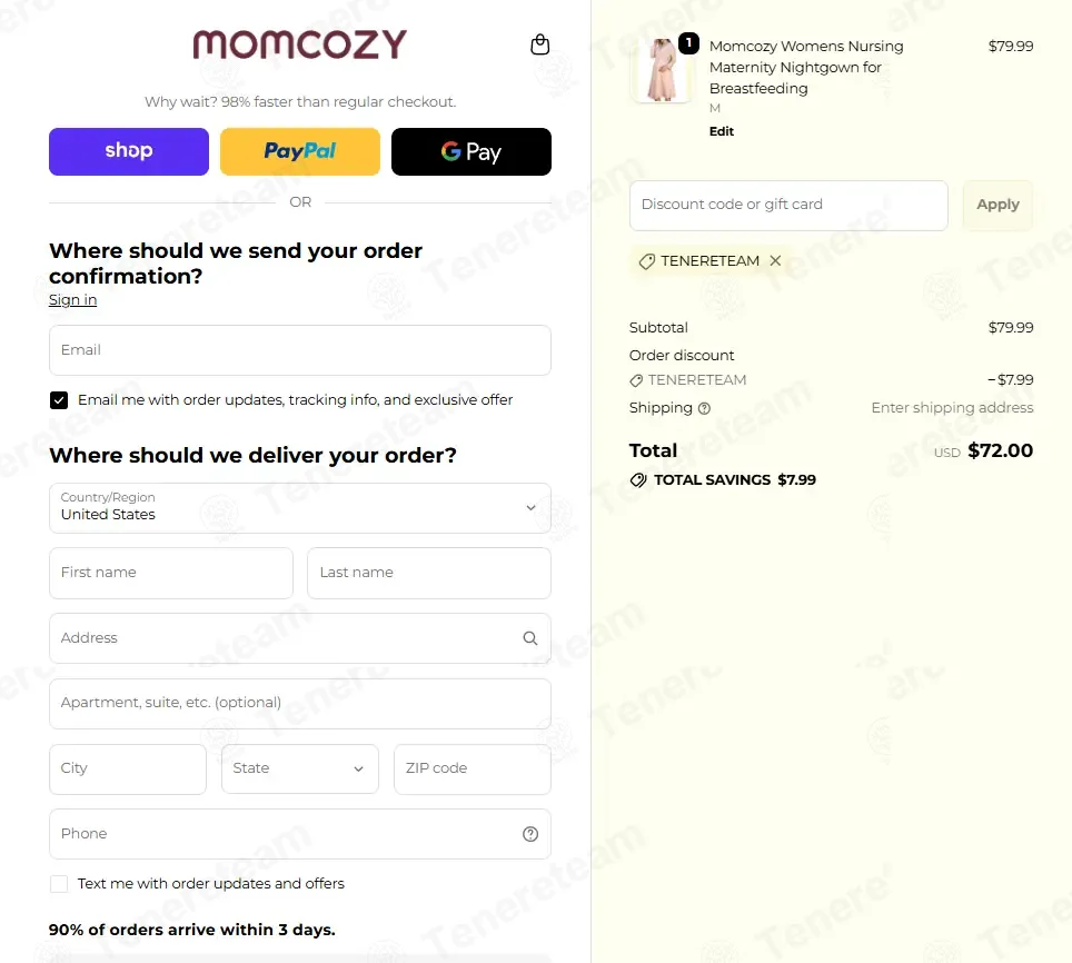 Momcozy coupon code: 10% off with TENERETEAM. Tested and valid as 5 days ago.