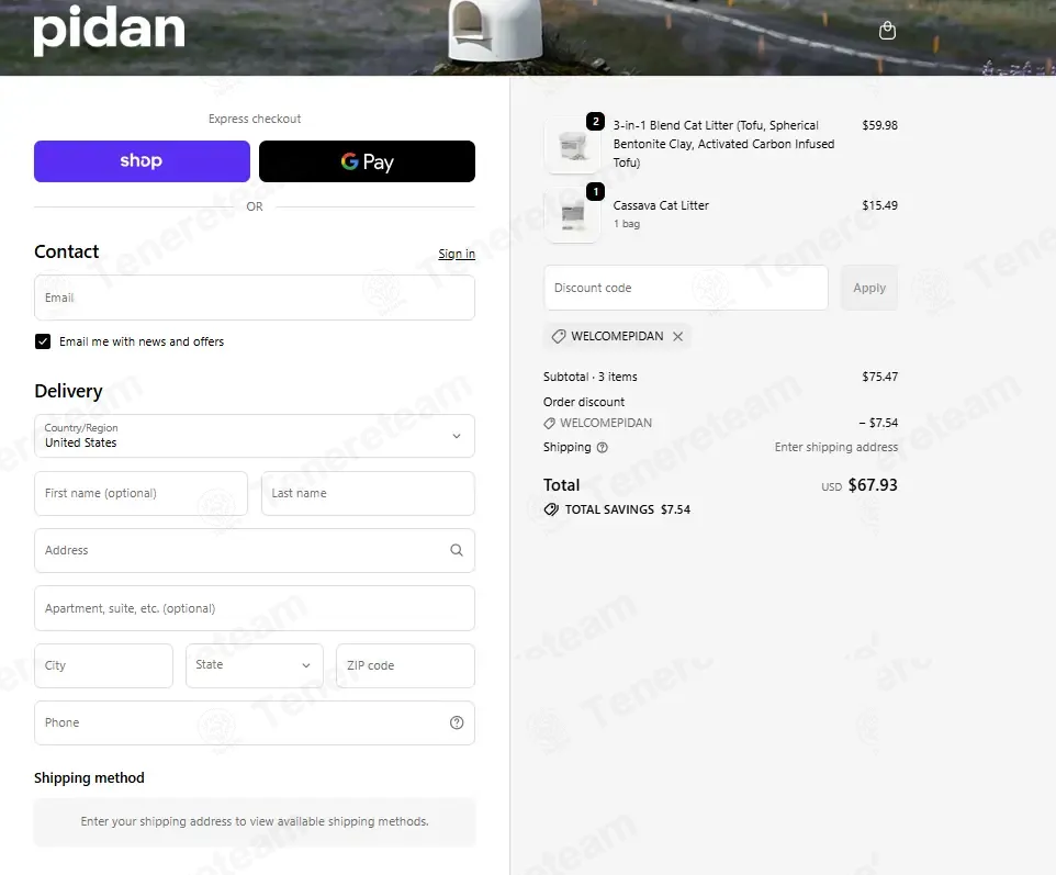 Pidan coupon code: 10% off with WELCOMEPIDAN. Tested and valid as 1 month ago.