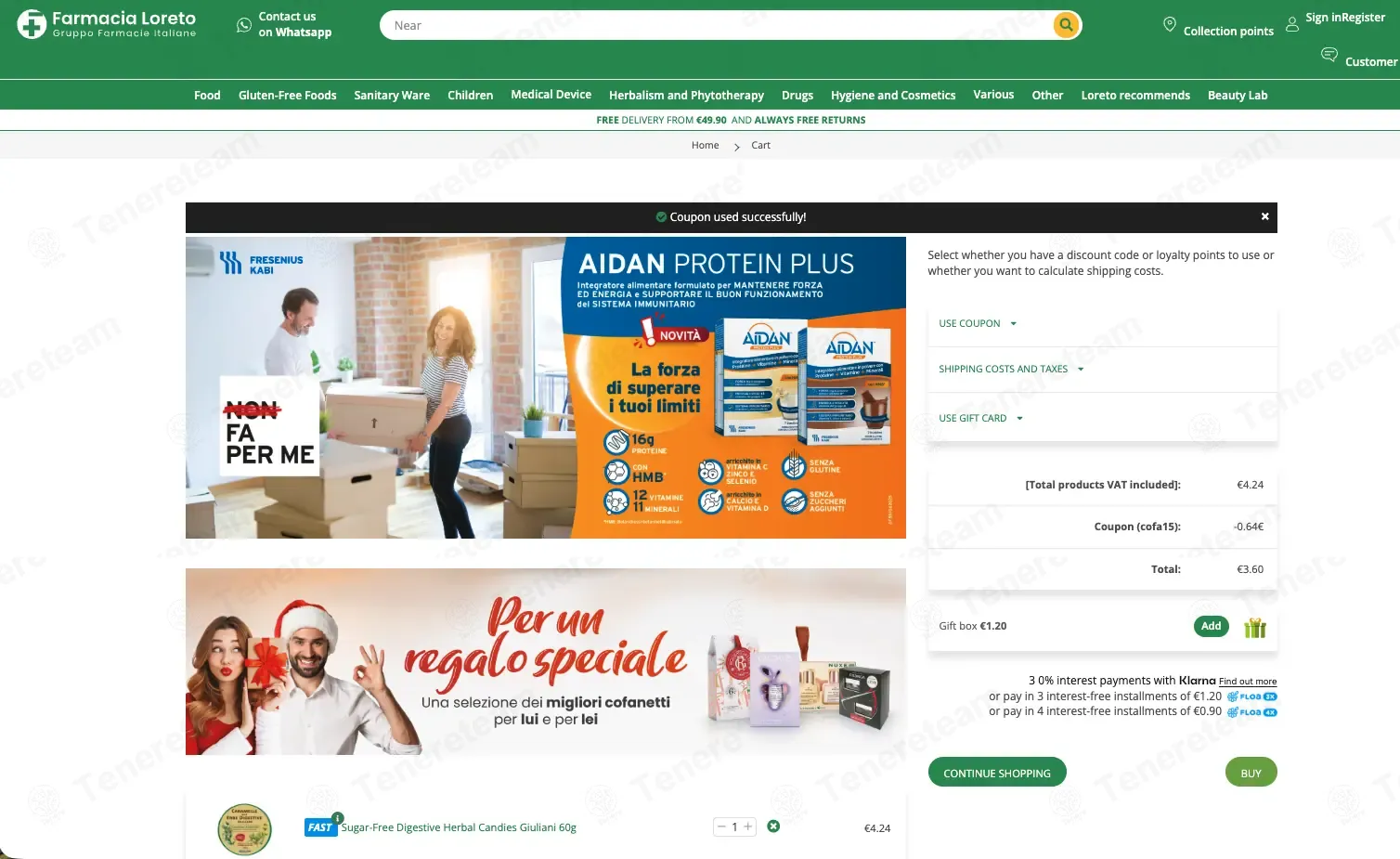 Farmacia Loreto coupon code: 15% off with cofa15. Tested and valid as 4 months ago.