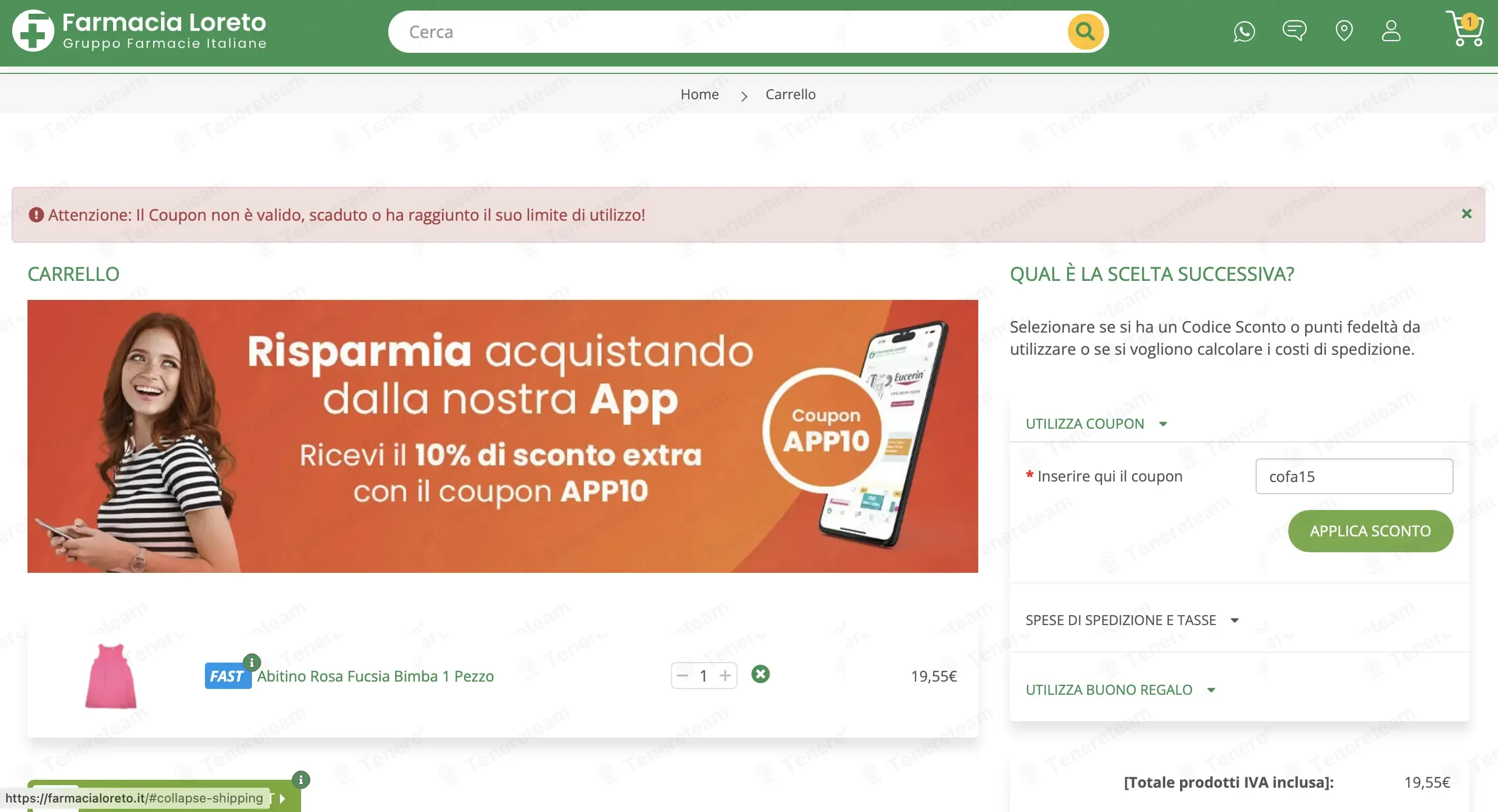 Farmacia Loreto coupon code: 15% off with cofa15. Tested and valid as 4 months ago.