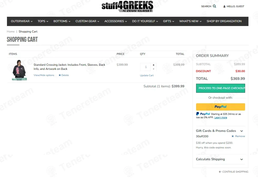 Stuff4Greeks coupon code: $30 off with 30OFF200. Tested and valid as 1 month ago.