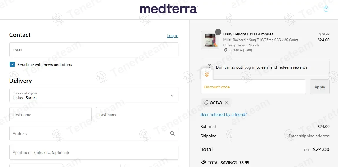 Medterra CBD DE coupon code: 20% off with OCT40. Tested and valid as 1 year ago.