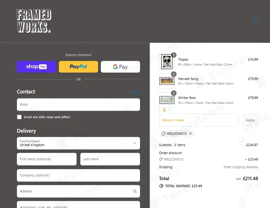 Framed Works UK coupon code: 10% off with WELCOME10. Tested and valid as 11 months ago.