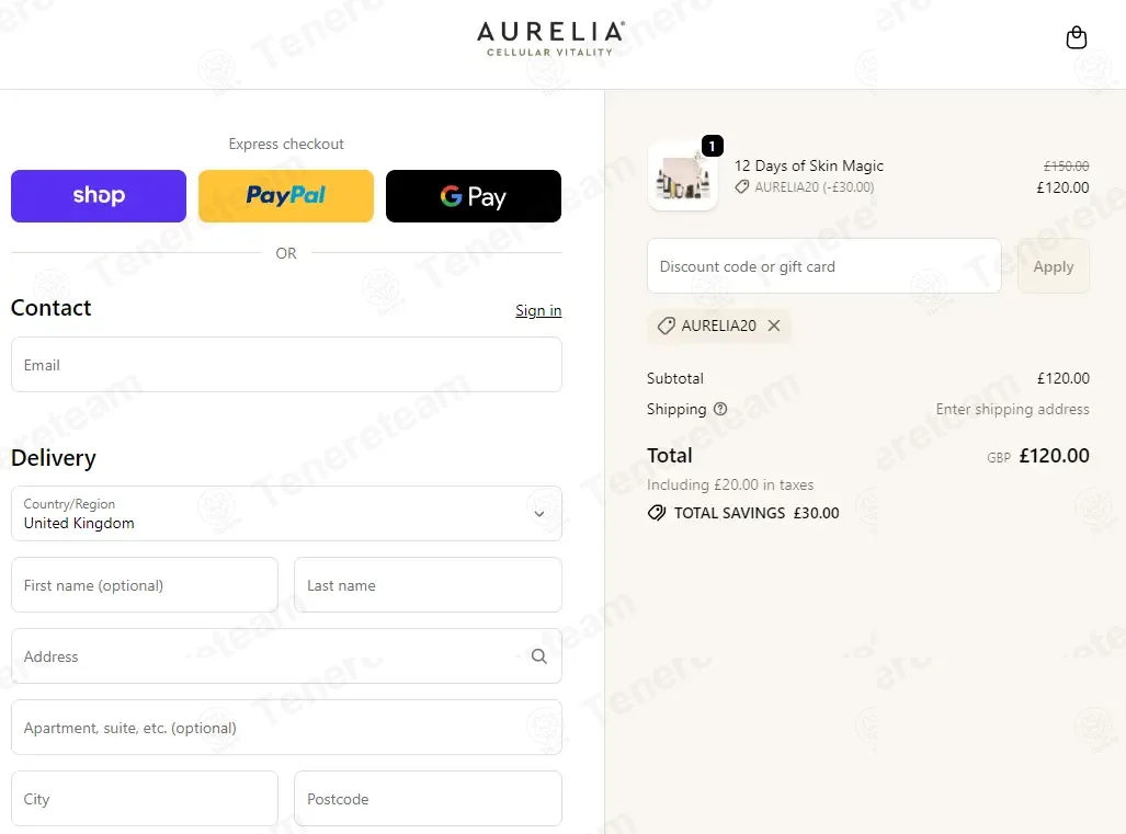 Aurelia London coupon code: 20% off with AURELIA20. Tested and valid as 7 months ago.