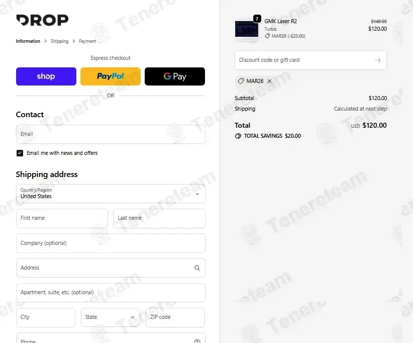 Drop coupon code: $20 off with MAR26. Tested and valid as 2 weeks ago.