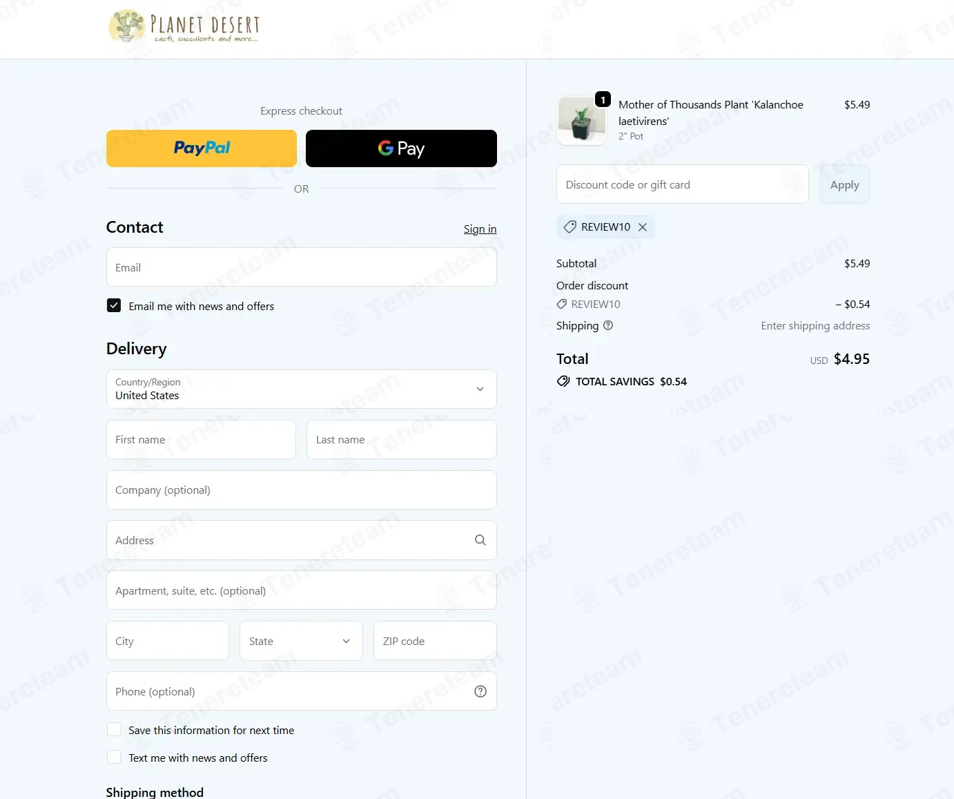 Planet Desert coupon code: 10% off with REVIEW10. Tested and valid as 1 month ago.