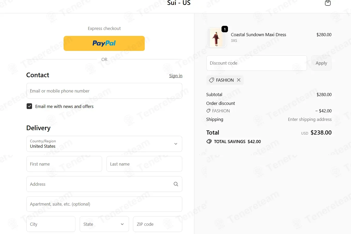 We Are Sui US coupon code: 15% off with FASHION. Tested and valid as 3 weeks ago.