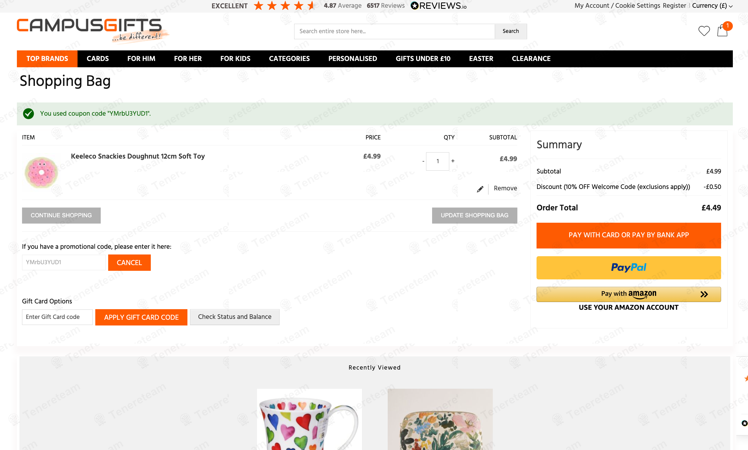 Campus Gifts coupon code: 10% off with YMrbU3YUD1. Tested and valid as 1 year ago.