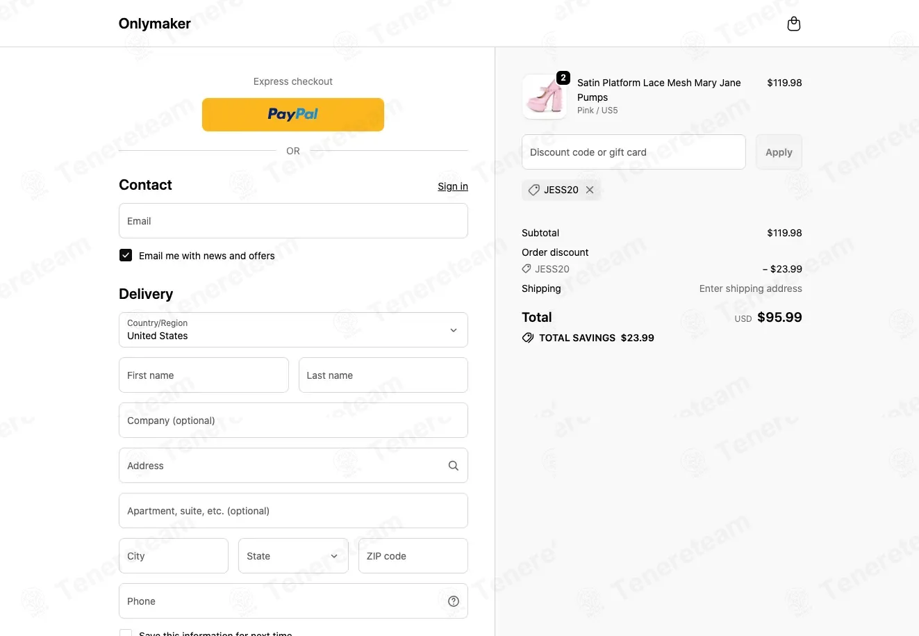 Only Maker coupon code: 20% off with JESS20. Tested and valid as 1 month ago.