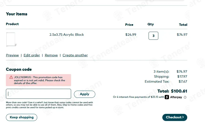 Snapfish coupon code: 65% off with JOLLY65MUG. Tested and valid as 3 months ago.