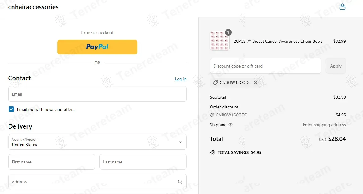 CN Hair Accessories coupon code: 15% off with CNBOW15CODE. Tested and valid as 1 year ago.