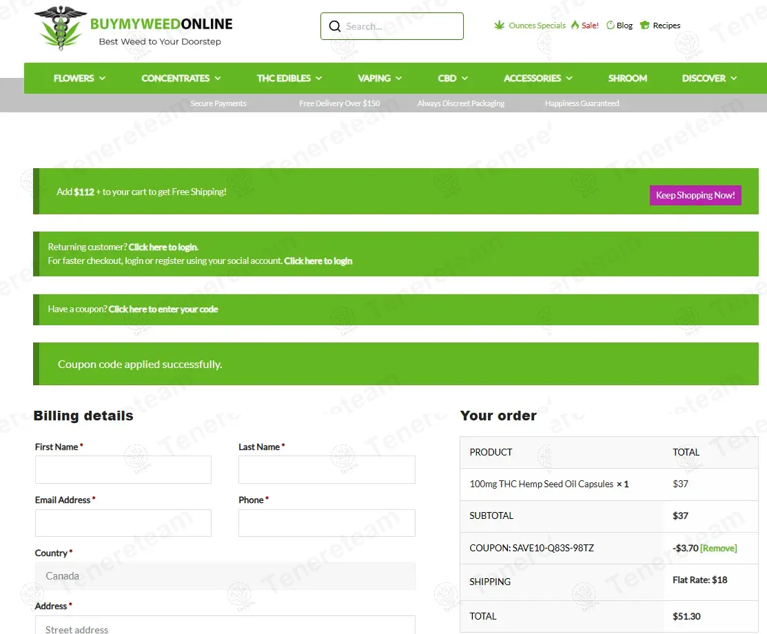 Buy My Weed Online coupon code: 10% off with SAVE10-Q83S-98TZ. Tested and valid as 1 year ago.