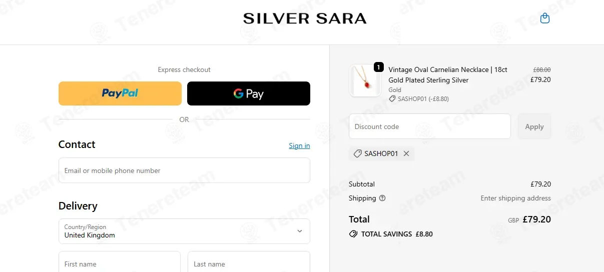 Silver Sara London coupon code: 10% off with SASHOP01. Tested and valid as 1 month ago.