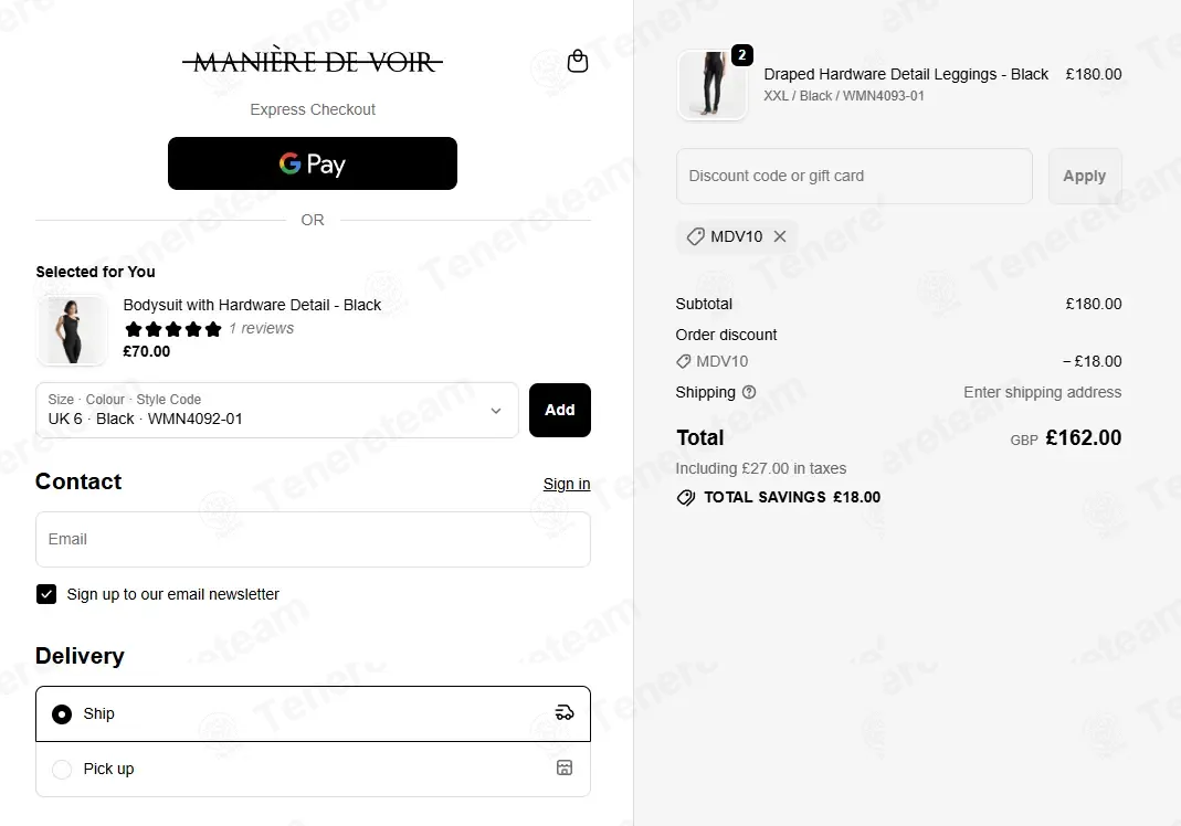 Maniere De Voir coupon code: 10% off with MDV10. Tested and valid as 2 months ago.