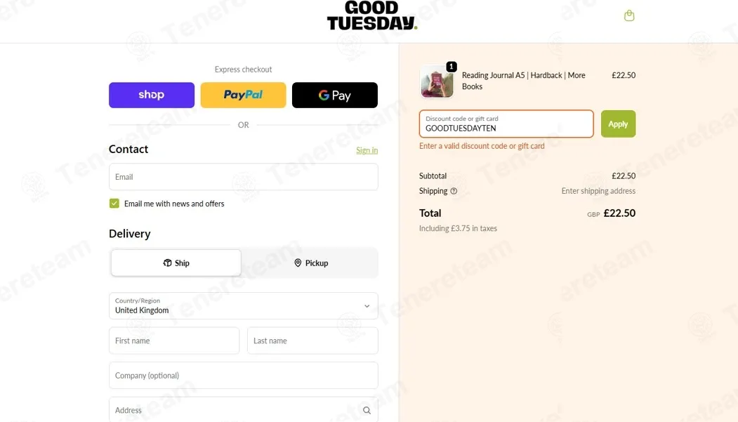 Good Tuesday coupon code: 10% off with GOODTUESDAYTEN. Tested and valid as 2 months ago.