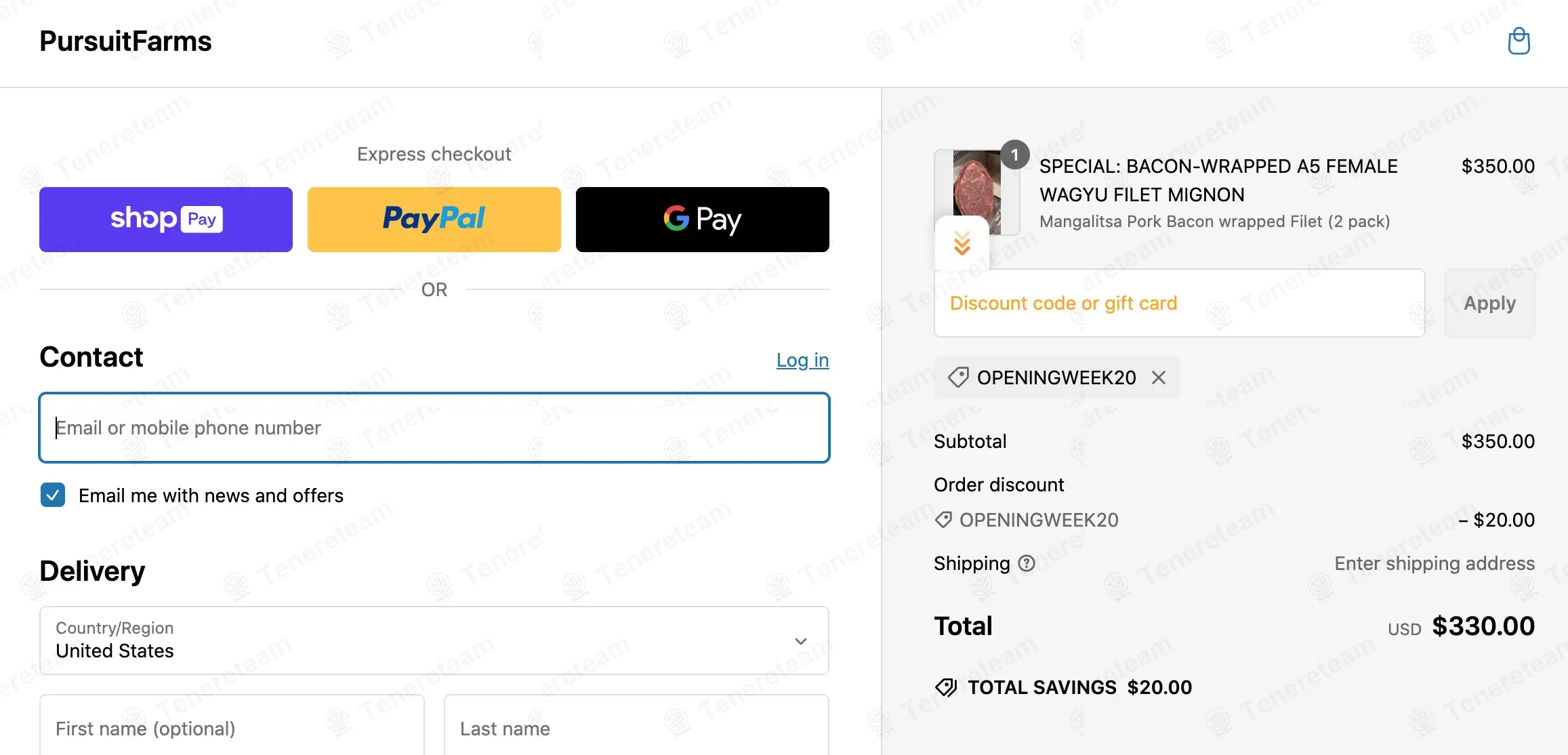 Pursuit Farms coupon code: $20 off with OPENINGWEEK20. Tested and valid as 1 year ago.