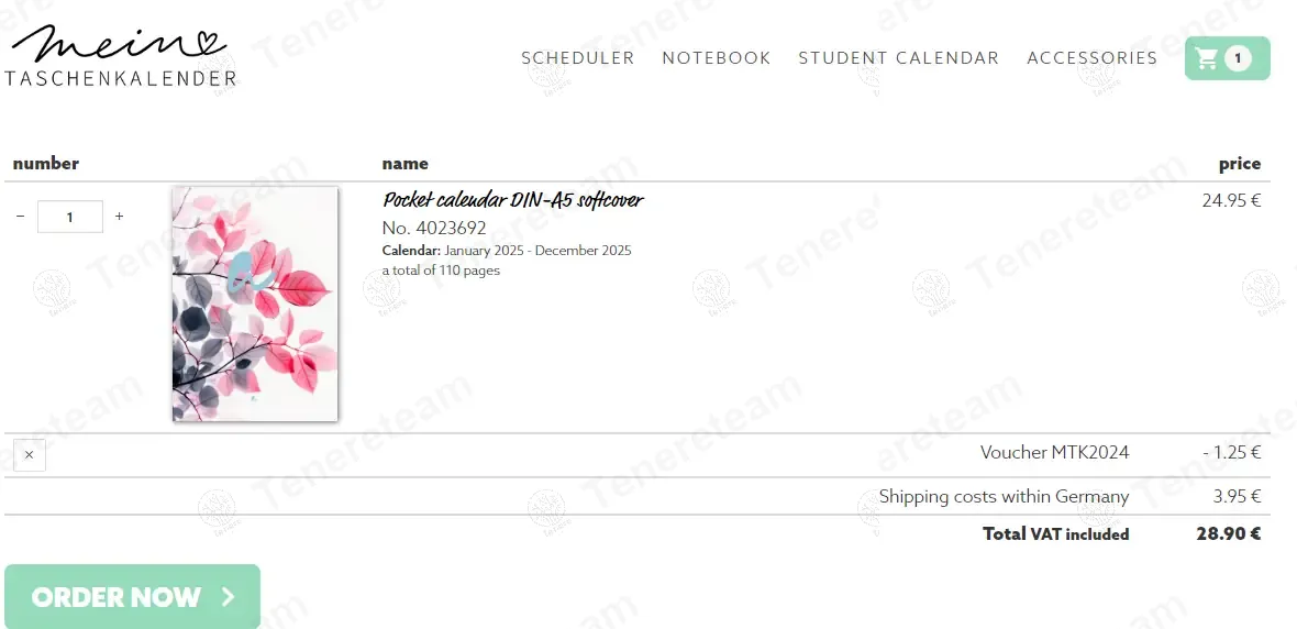 Mein Taschenkalender coupon code: 5% off with MTK2024. Tested and valid as 1 year ago.