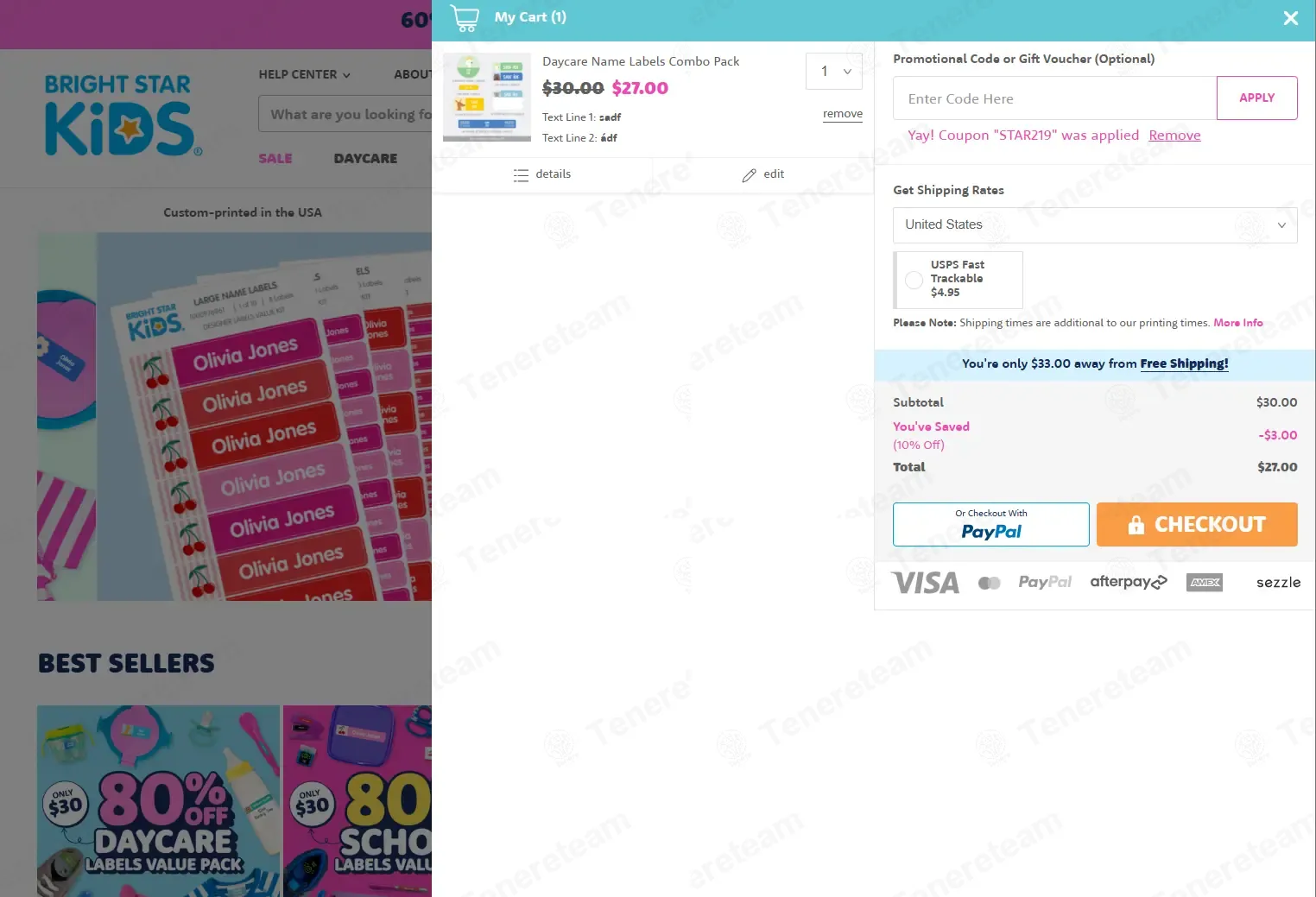 Bright Star Labels coupon code: 10% off with STAR219. Tested and valid as 1 month ago.